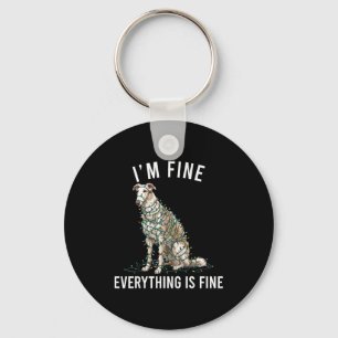 Borzoi Christmas I'm Fine Everything Is Fine  Keychain