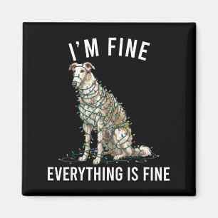 Borzoi Christmas I'm Fine Everything Is Fine  Magnet