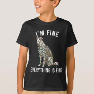 Borzoi Christmas I'm Fine Everything Is Fine  T-Shirt
