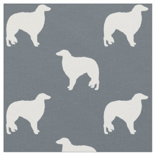 Borzoi Dog Breed Silhouettes Patterned Fabric