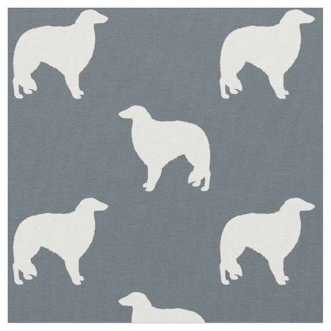 Borzoi Dog Breed Silhouettes Patterned Fabric (Close Up)