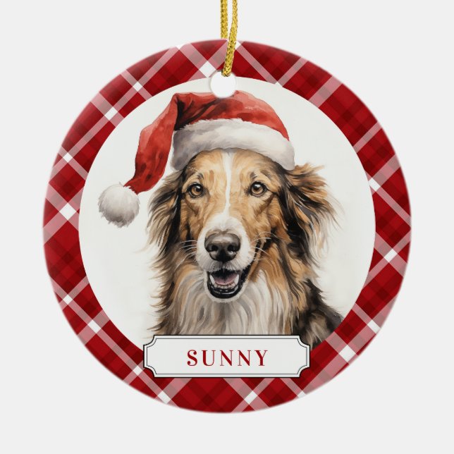 Borzoi Dog Ceramic Circle Ornament (Front)