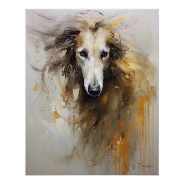 Borzoi dog in the wind 003 - Yacobsen Derosana Poster (Front)