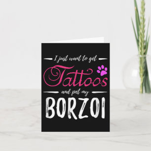 Borzoi Dog Lover Tattoo Funny Dog Mom Gift Idea  Card