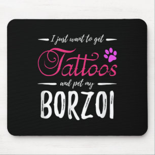 Borzoi Dog Lover Tattoo Funny Dog Mom Gift Idea  Mouse Pad
