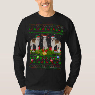 Borzoi Dog Lover Xmas Lighting Santa Ugly Borzoi C T-Shirt