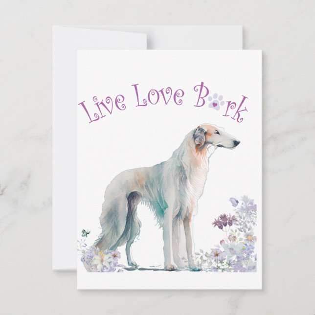 Borzoi Dog Mom Floral Card (Front)