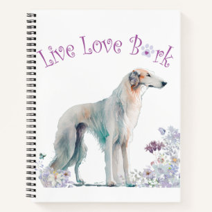 Borzoi Dog Mom Floral Notebook