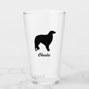 Borzoi Dog Silhouette Personalized Glass