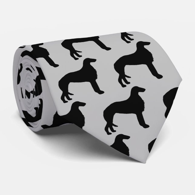 Borzoi Dog Silhouette Tie (Rolled)