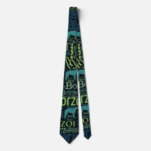 Borzoi Dog Word Art pattern Tie