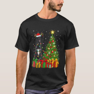 Borzoi Dog Xmas Tree Lighting Santa Hat Borzoi Chr T-Shirt