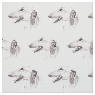 Borzoi Drawing Dog Art Fabric