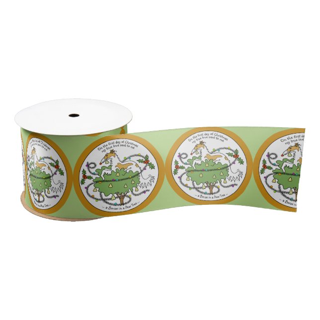 Borzoi First Day of Christmas Satin Ribbon (Spool)