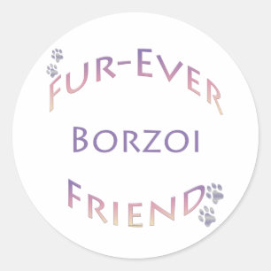 Borzoi Furever Classic Round Sticker