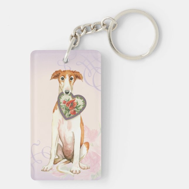 Borzoi Heart Mom Keychain (Back)