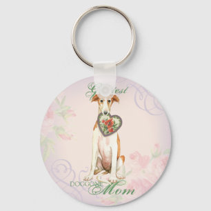 Borzoi Heart Mom Keychain