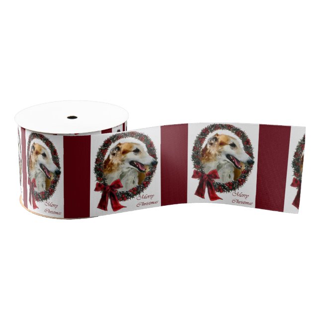 Borzoi Merry Christmas Grosgrain Ribbon (Spool)