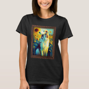 Borzoi Painting Sunflower Flower Mom Women Floral  T-Shirt