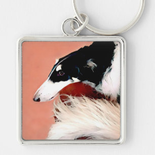 Borzoi Portrait Keychain