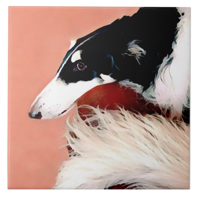 Borzoi Portrait Tile (Front)