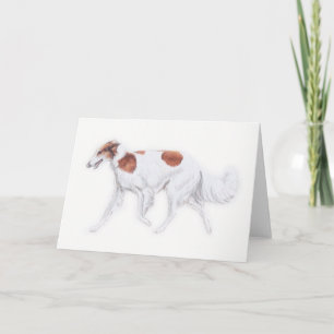 Borzoi Russian Wolfhound Dog Art Greeting Card