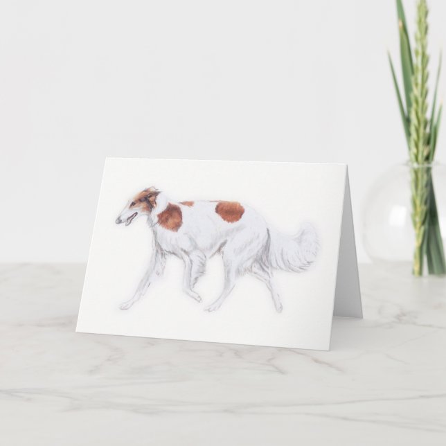 Borzoi Russian Wolfhound Dog Art Greeting Card (Front)