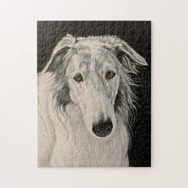 Borzoi Russian Wolfhound Portrait Dog Art Puzzle (Vertical)