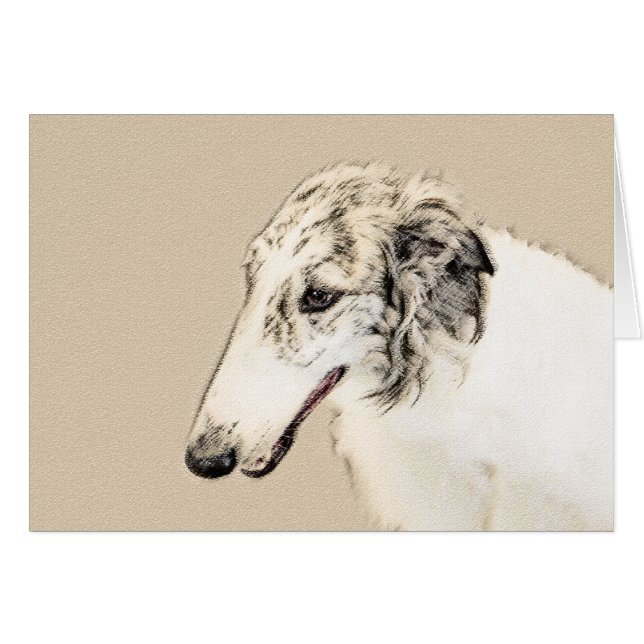 Borzoi (Silver Brindle) Painting Original Dog Art (Front Horizontal)