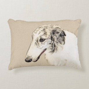 Borzoi (Silver Brindle) Painting Original Dog Art Accent Pillow