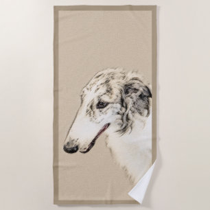 Borzoi (Silver Brindle) Painting Original Dog Art Beach Towel
