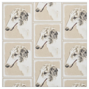 Borzoi (Silver Brindle) Painting Original Dog Art Fabric