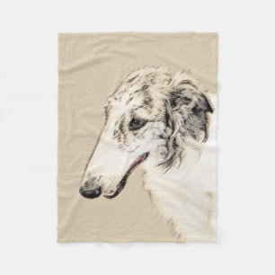 Borzoi (Silver Brindle) Painting Original Dog Art Fleece Blanket