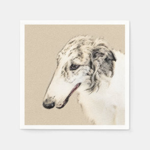Borzoi (Silver Brindle) Painting Original Dog Art Napkin