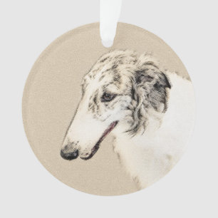 Borzoi (Silver Brindle) Painting Original Dog Art Ornament