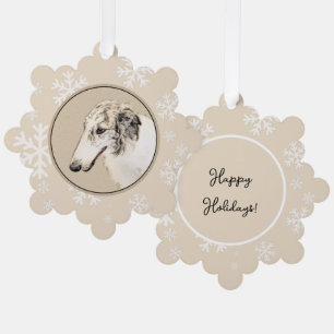 Borzoi (Silver Brindle) Painting Original Dog Art Ornament Card