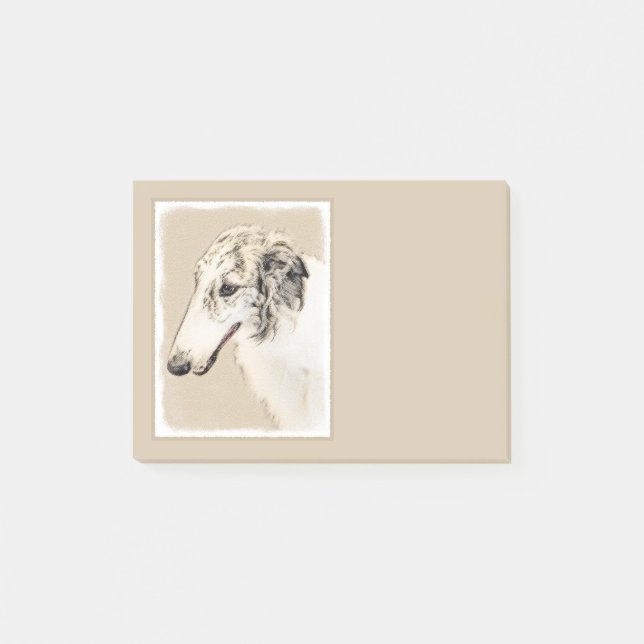 Borzoi (Silver Brindle) Painting Original Dog Art Post-it Notes (Front)