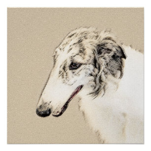 Borzoi (Silver Brindle) Painting Original Dog Art Poster