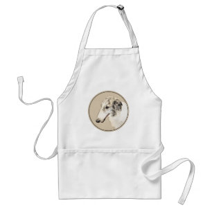 Borzoi (Silver Brindle) Painting Original Dog Art Standard Apron