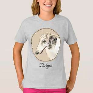 Borzoi (Silver Brindle) Painting Original Dog Art T-Shirt