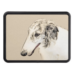 Borzoi (Silver Brindle) Painting Original Dog Art Trailer Hitch Cover