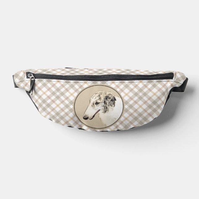 Borzoi Silver Brindle Painting Wolfhound Dog Art Fanny Pack (Lay Down)
