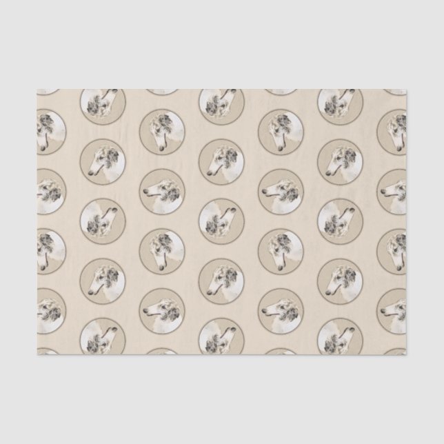 Borzoi Silver Brindle Painting Wolfhound Dog Art Tissue Paper (Front)