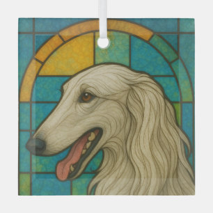 Borzoi "Stained Glass" Glass Ornament