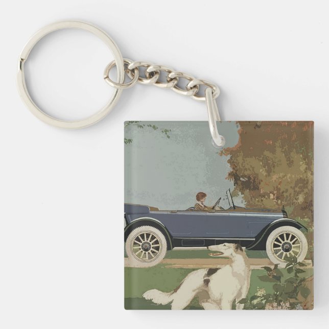 Borzoi Travels Acrylic Key Chain (Front)