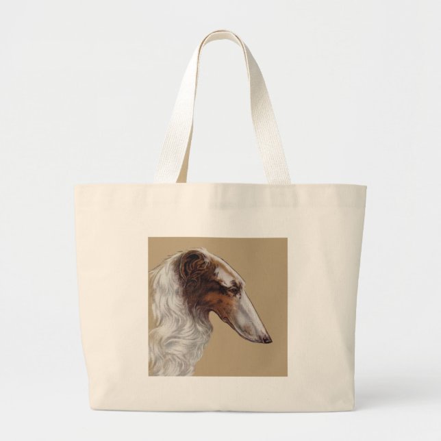 Borzoi Vintage Head Large Tote Bag (Front)