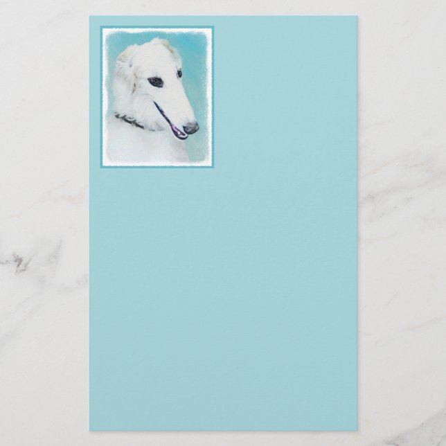 Borzoi (White) Painting - Cute Original Dog Art (Front)
