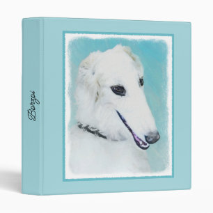 Borzoi (White) Painting - Cute Original Dog Art Binder
