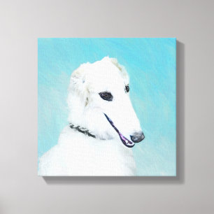 Borzoi (White) Painting - Cute Original Dog Art Canvas Print