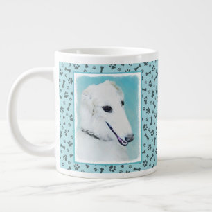 Borzoi (White) Painting - Cute Original Dog Art Large Coffee Mug